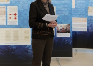Krāsaina bilde, izstādes "Somu jēgeri Latvijā" atklāšanas pasākums Daugavpils universitātē. Foto: Anžela Spiridonova, Chayka.lv