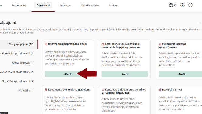 Krāsaina bilde, LNA pakalpojumu portāla sākuma lapa
