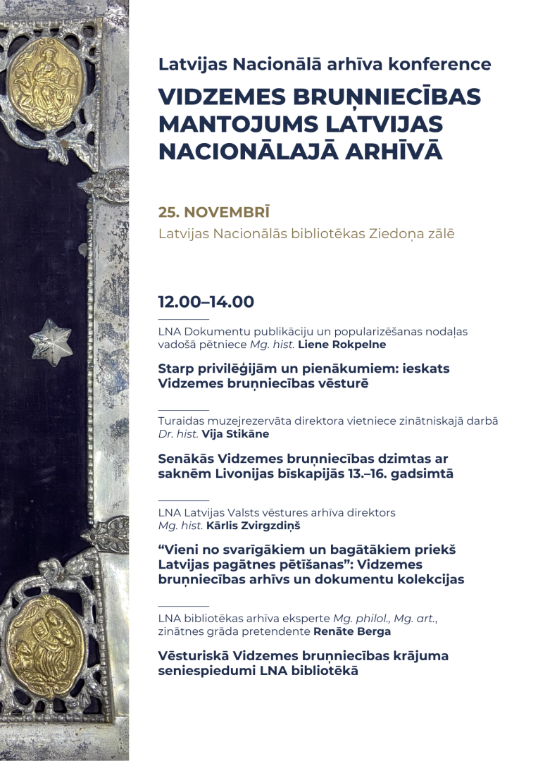 Krāsaina bilde, LNA zinātniskie lasījumi “Vidzemes bruņniecības mantojums Latvijas Nacionālajā arhīvā” programma 