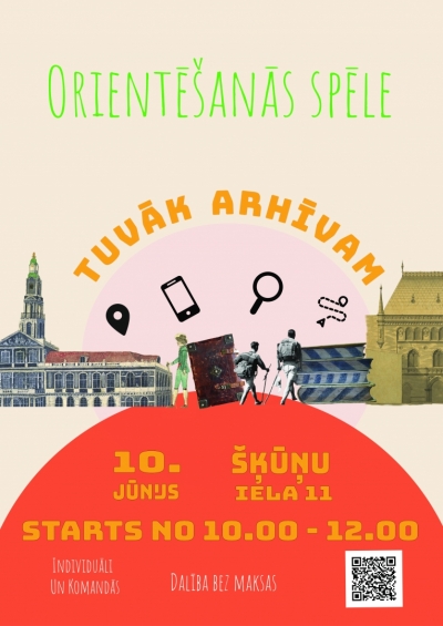 Krāsaina bilde, orientēšanās spēle "Tuvāk arhīvam", 10. jūnijs, starts no 10.00 - 12.00 no Šķūņu ielas 11