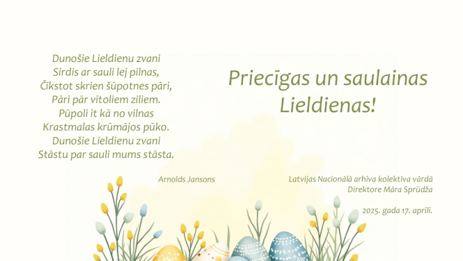 Krāsaina bilde, LNA apsveikums Lieldienās