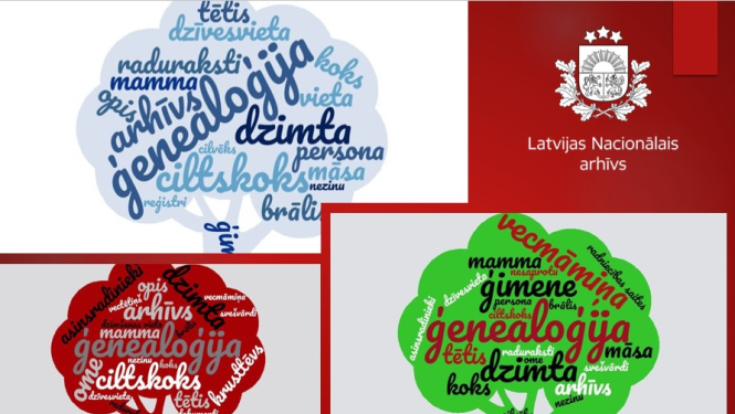 Fotokolāža, koki ar uzrakstiem