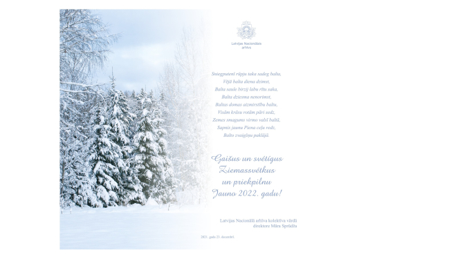 Ziemassvētku apsveikums no LNA direktores M.Sprūdžas