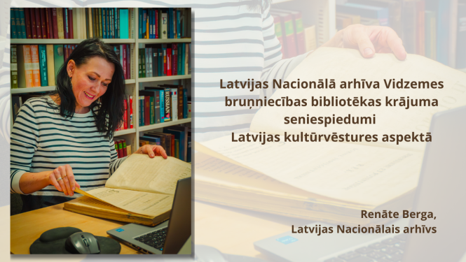 Krāsaina bilde, LNA arhīva eksperte Renāte Berga strādā ar bibliotēkas senspiedumu kolekciju