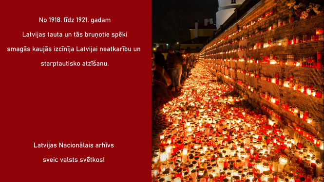 Rīgas pils mūra daļa ar aizdegtām svecītēm, fonā pils tornis, nakts