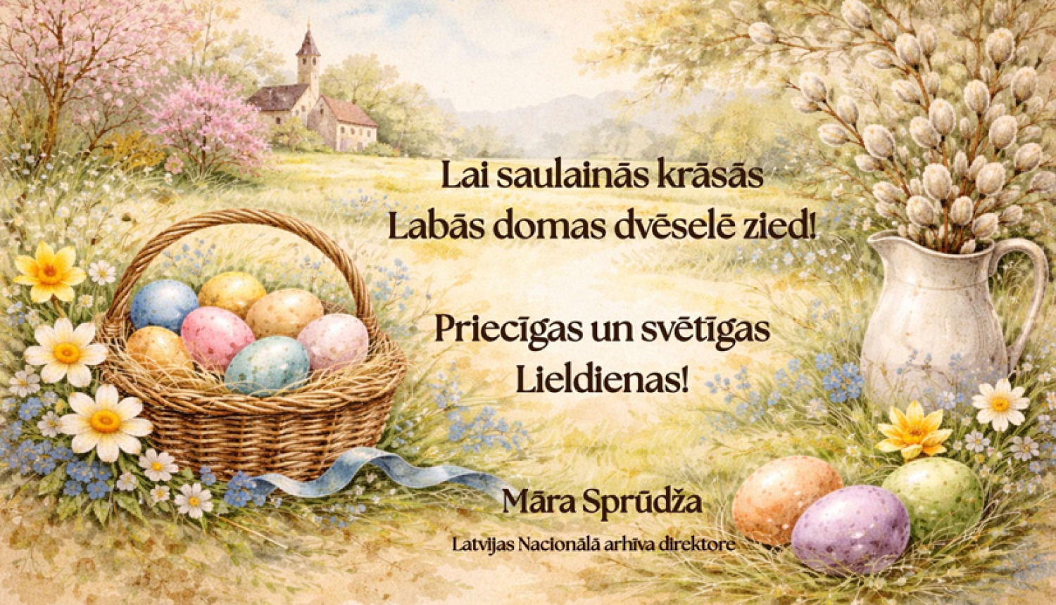 Krāsaina bilde, LNA direktores apsveikums Lieldienās!