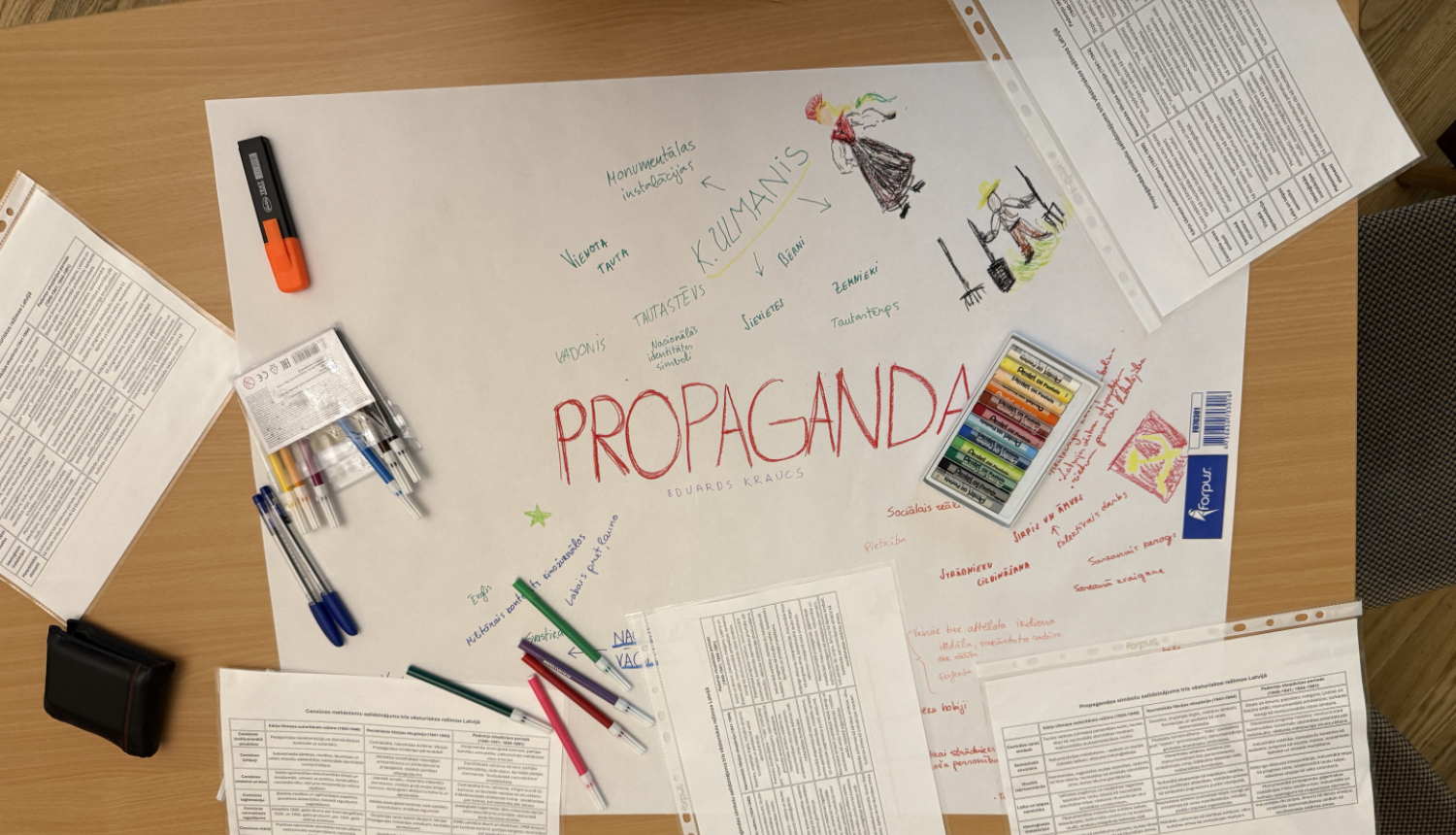 Krāsaina bilde, LVKFFDA jaunais skolēnu projekts, skats uz darba galda