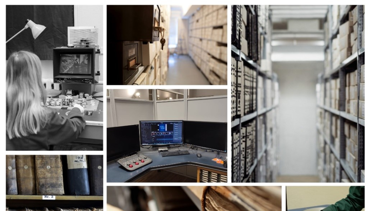 Krāsaina kolāža - arhīva krātuves un glabājamās vienības