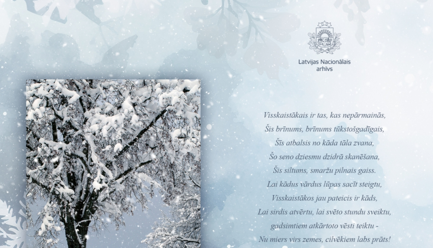 Apsveikuma kartīte, apsnidzis koks