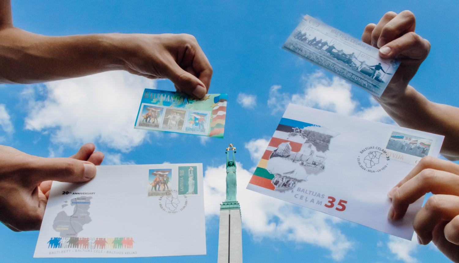 Krāsaina bilde, Latvijas Pasta ilustrācija Akcijai "Baltijas ceļš 35"